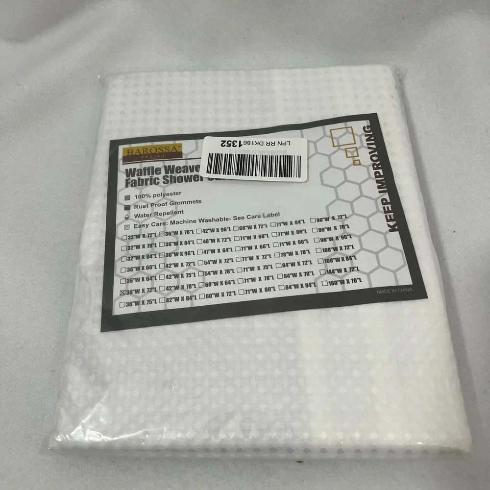 WAFFLE WEAVE SHOWER CURTAIN 36 X 72 WHITE